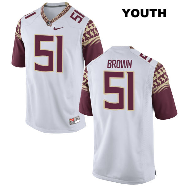 Youth NCAA Nike Florida State Seminoles #51 Josh Brown College White Stitched Authentic Football Jersey OYI3169DE